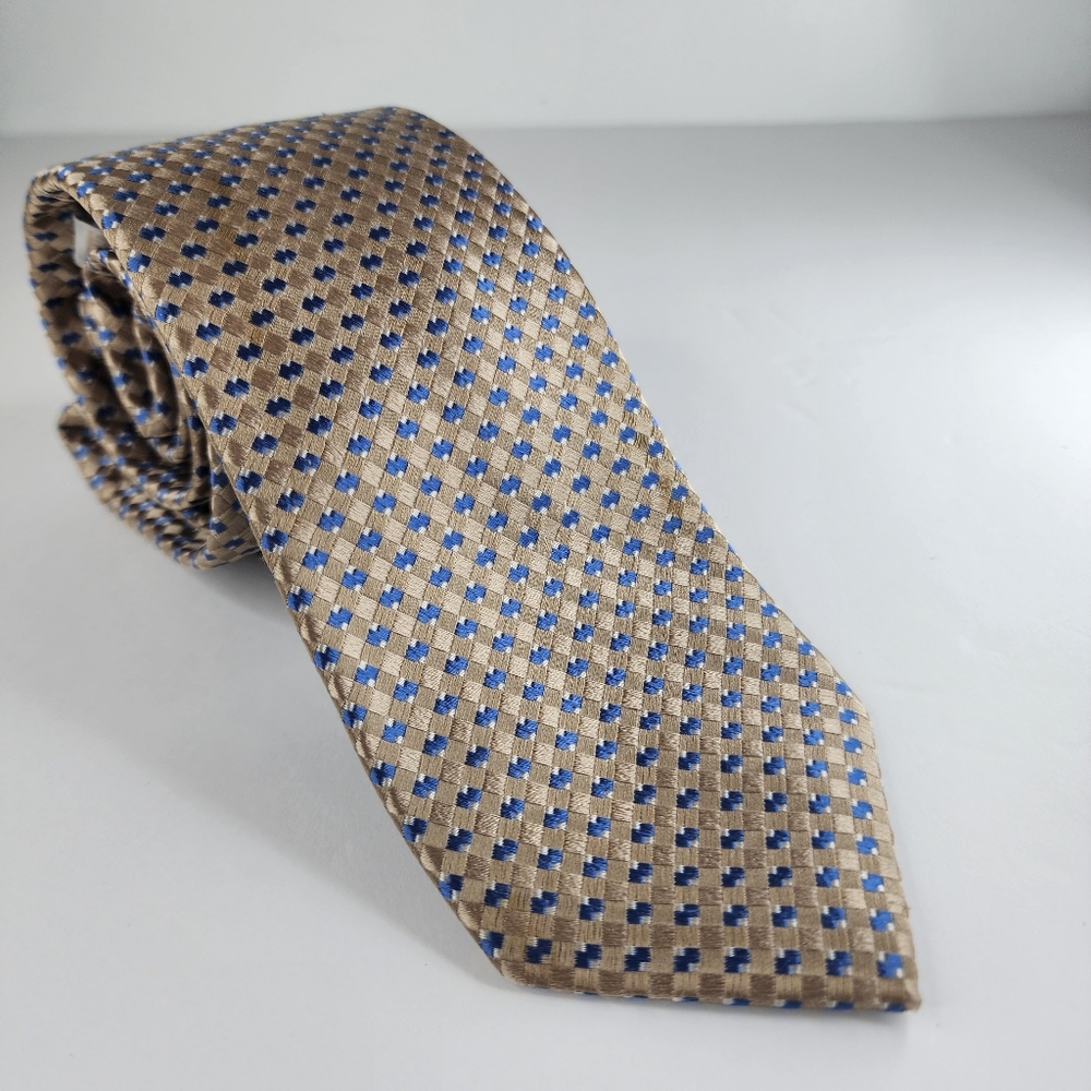 MICHAEL KORS Tan & Blue Silk Tie.